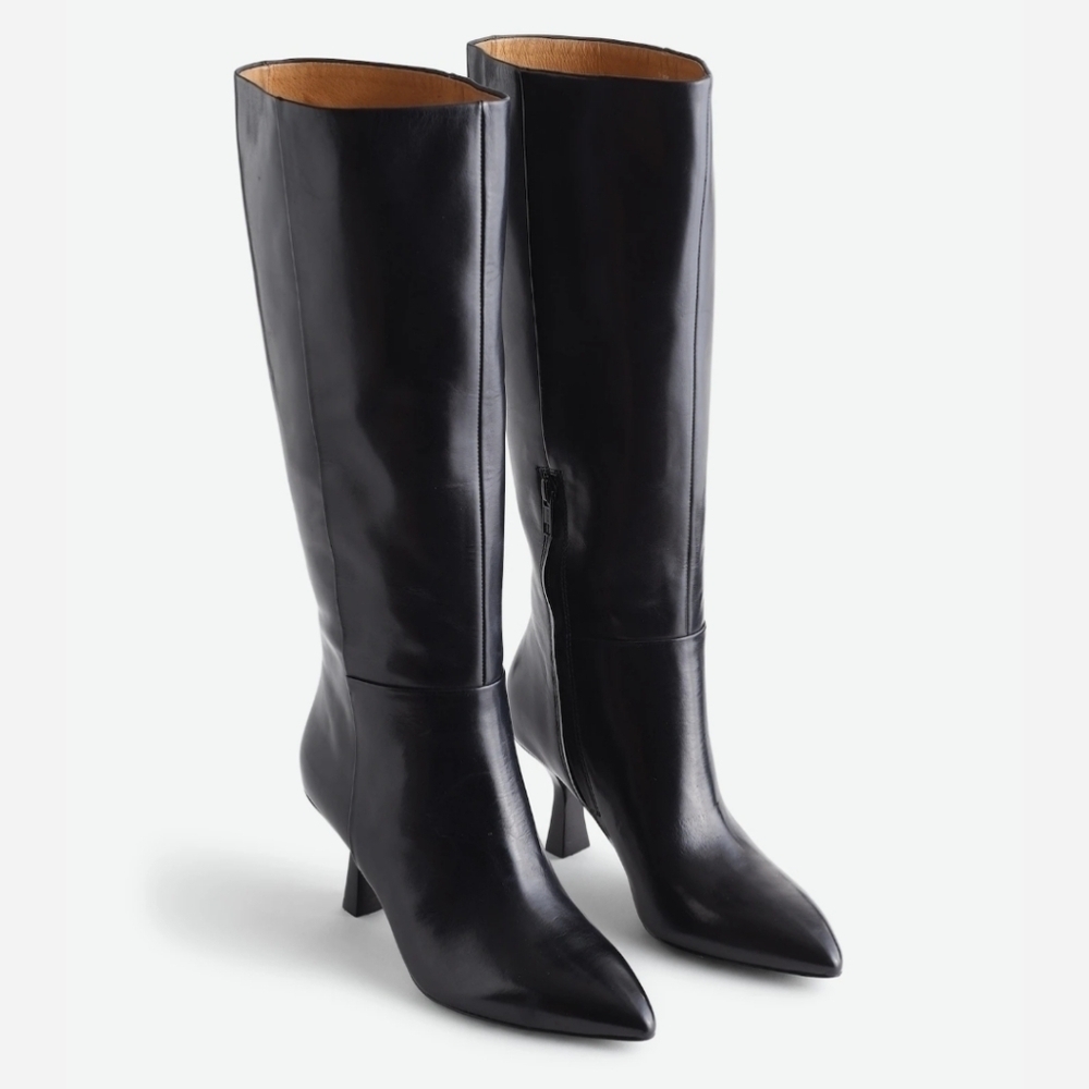 New! Madewell The Justine Knee Boot with Extended Calf in Black Leather - Picture 3 of 16